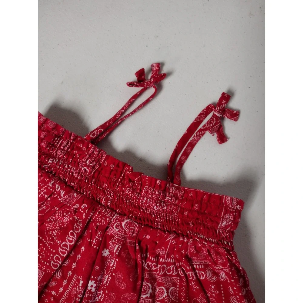 OshKosh Bgosh Toddler Girls Red Bandana Paisley Smocked Skirt 3T Cotton